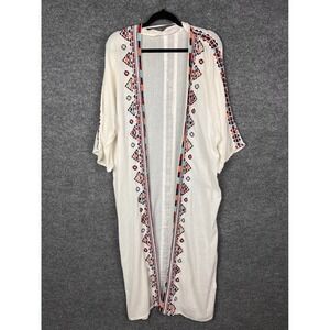 Tigerlily Embroidered‎ Kimono Duster Cover-Up Boho Bohemian Festival Small Linen